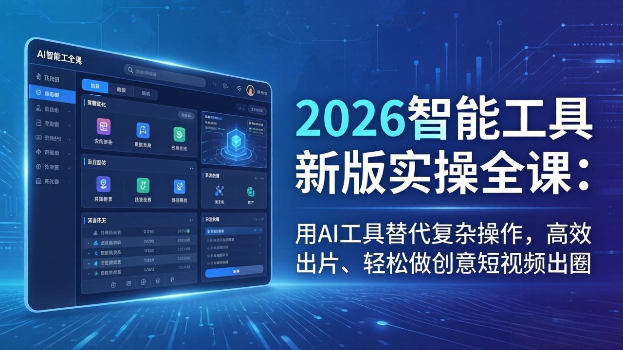 2026智能工具新版实操全课：用AI工具替代复杂操作，高效出片、轻松做创意短视频出圈-悟思笔记，一个低调的学习营。