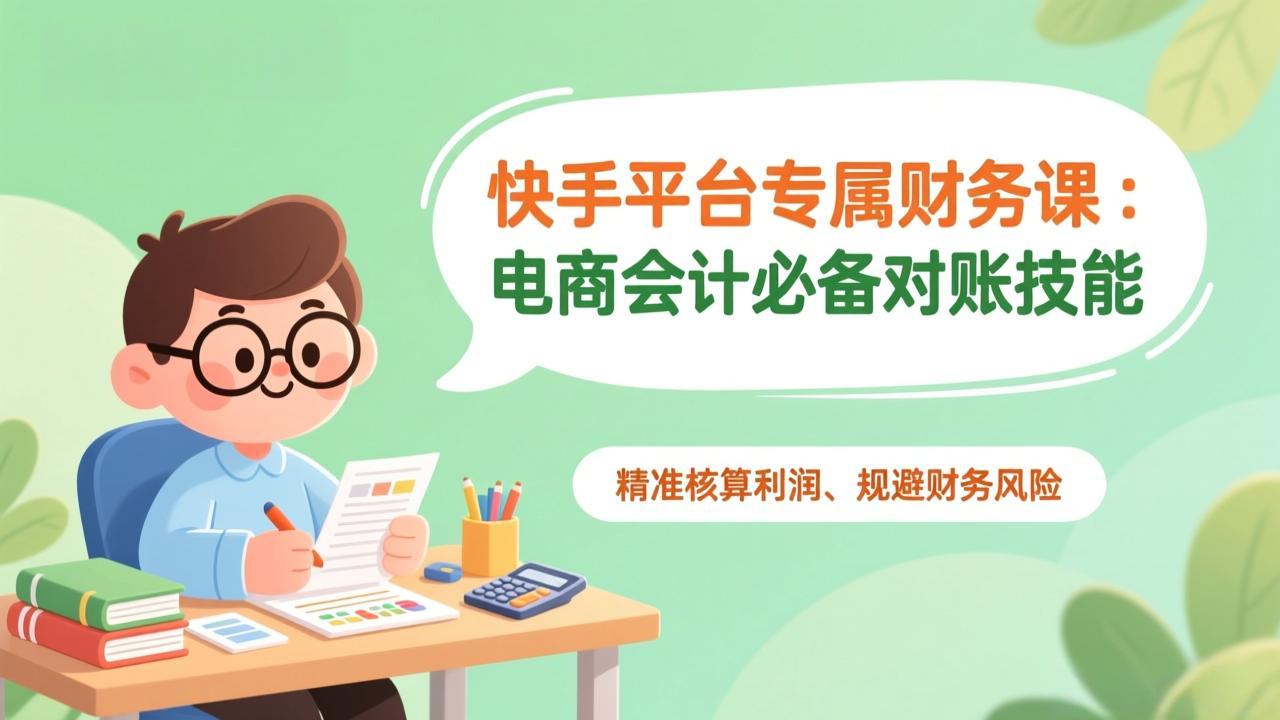 快手平台专属财务课：电商会计必备对账技能，精准核算利润、规避财务风险-悟思笔记，一个低调的学习营。