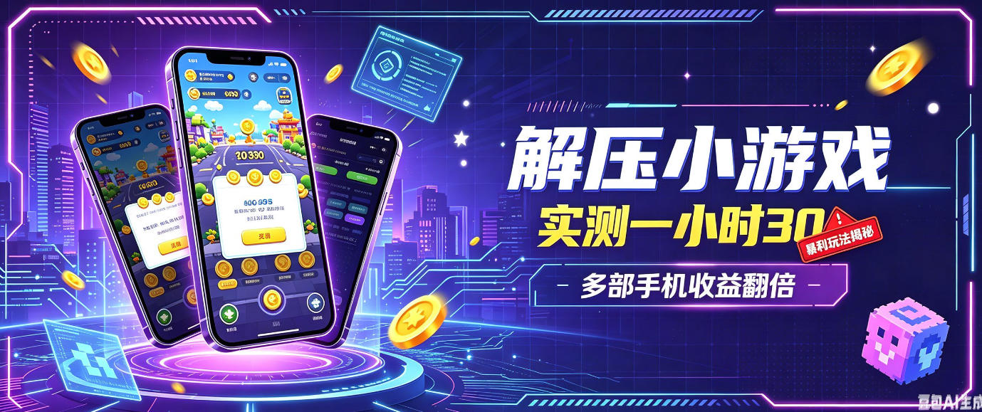小游戏全流程玩法，实测一小时搞30，简单无脑解压，当天做当天就能看到进账，直接冲就行【揭秘】-悟思笔记，一个低调的学习营。