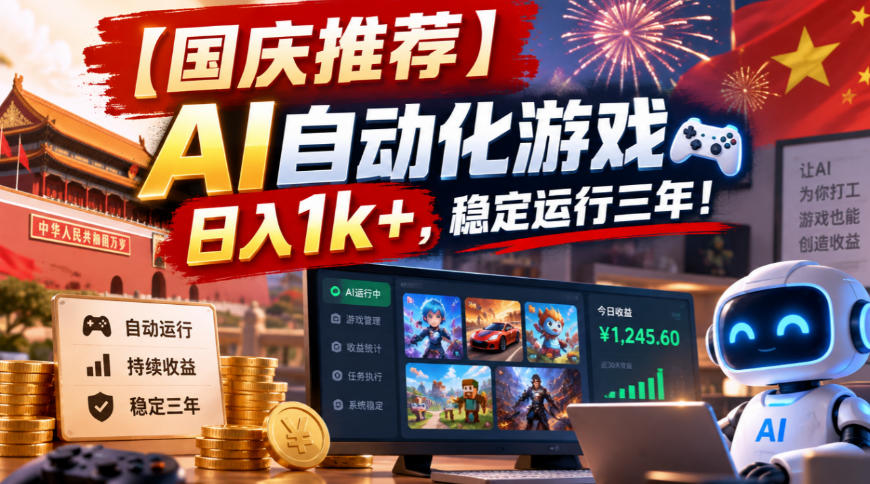 【国庆推荐】AI自动化游戏，日入1k+，操作简单，稳定运行三年！【揭秘】-悟思笔记，一个低调的学习营。