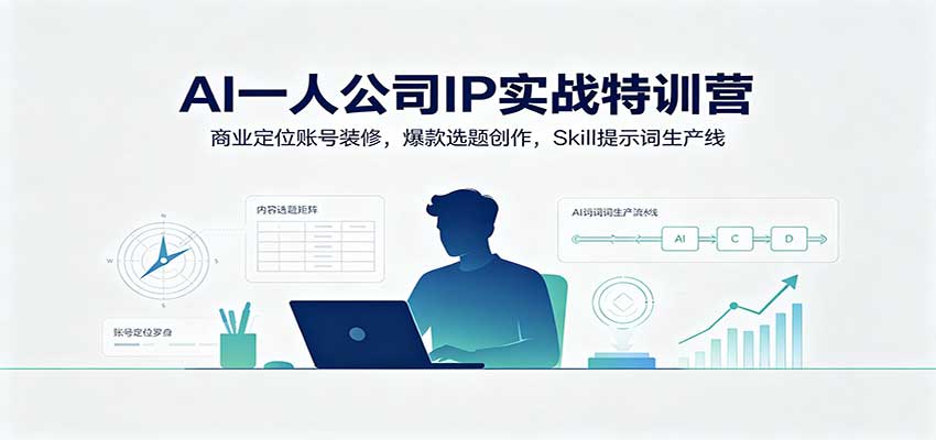 AI一人公司IP实战特训营：商业定位账号装修，爆款选题创作，Skill提示词生产线-悟思笔记，一个低调的学习营。