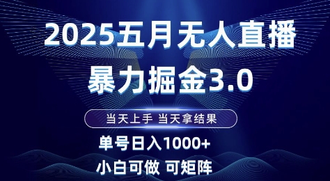 2025五月无人直播暴力掘金3.0，当天上手，当天拿结果，单号日入1k+小白可做可矩阵【揭秘】-悟思笔记，一个低调的学习营。