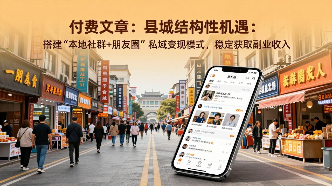 付费文章：县城结构性机遇：搭建“本地社群+朋友圈”私域变现模式，稳定获取副业收入-悟思笔记，一个低调的学习营。