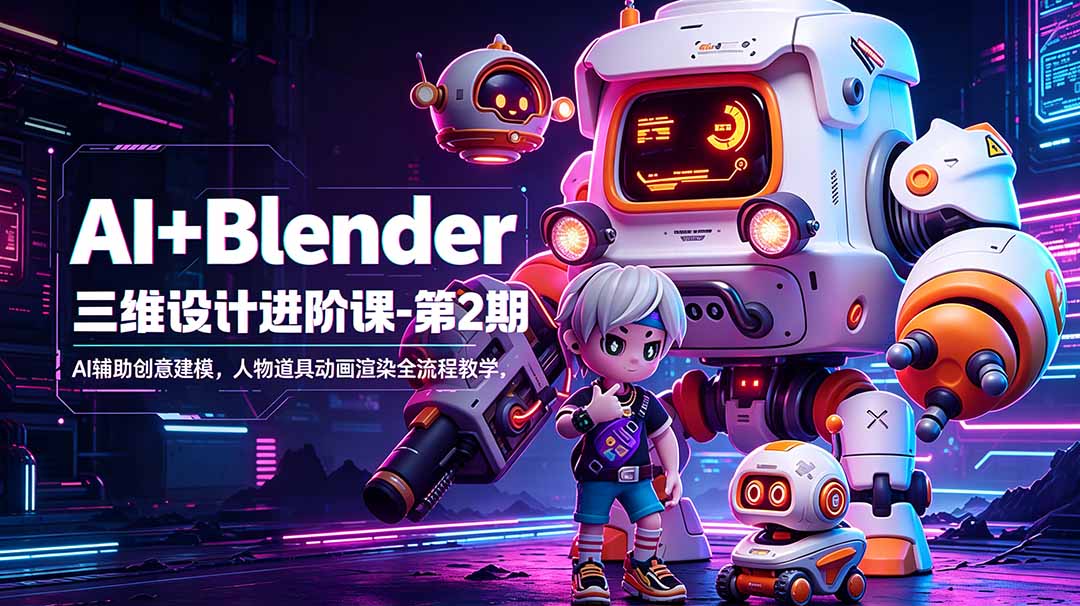 AI+Blender三维设计进阶课-第2期：AI辅助创意建模，人物道具动画渲染全流程教学-悟思笔记，一个低调的学习营。