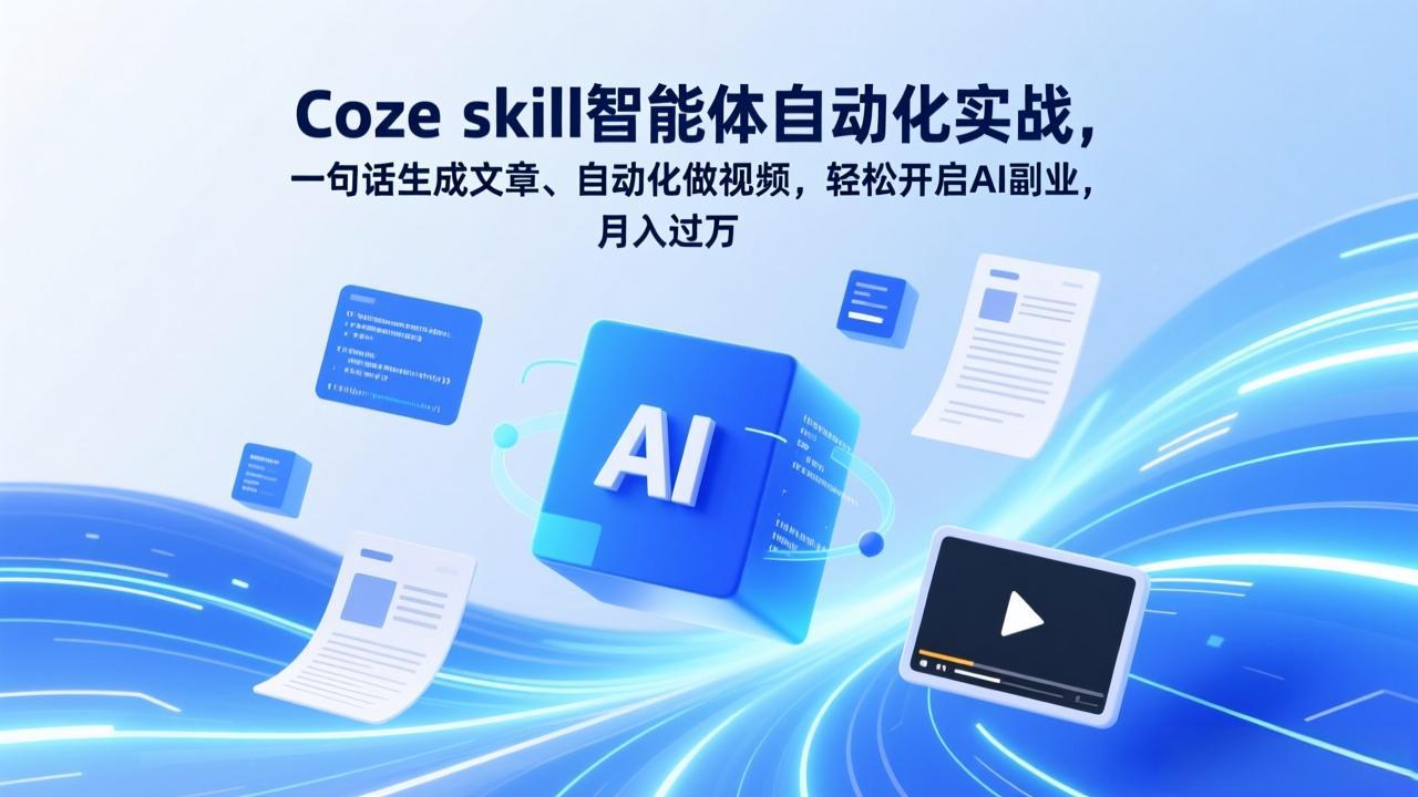 Coze skill智能体自动化实战，一句话生成文章、自动化做视频，轻松开启AI副业，月入过万-悟思笔记，一个低调的学习营。