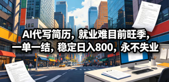 AI代写简历，就业难目前旺季，一单一结，稳定日入800，永不失业-悟思笔记，一个低调的学习营。