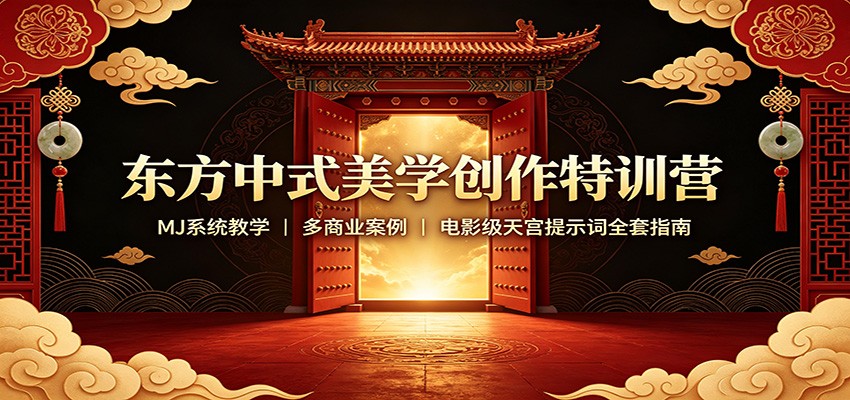 东方中式美学创作特训营：MJ系统教学，多商业案例，电影级天宫提示词全套指南-悟思笔记，一个低调的学习营。