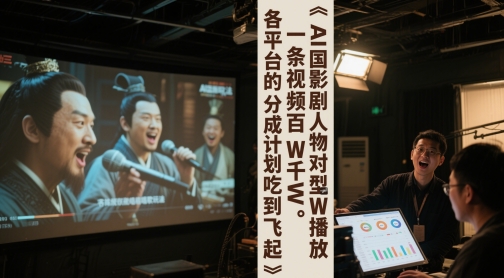 AI三国影视剧人物对口型唱歌玩法，一条视频百W千W播放，各平台的分成计划吃到飞起-悟思笔记，一个低调的学习营。