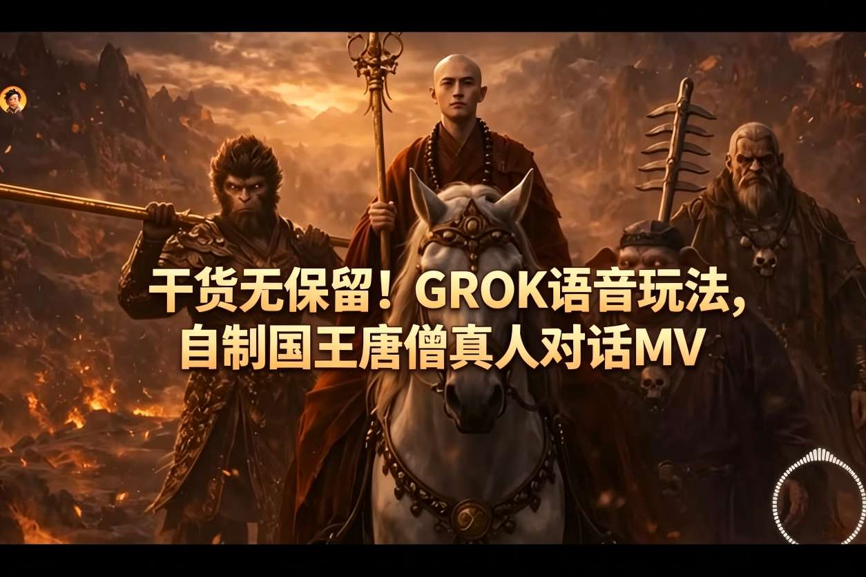 干货无保留！GROK语音玩法，自制国王唐僧真人对话MV-悟思笔记，一个低调的学习营。