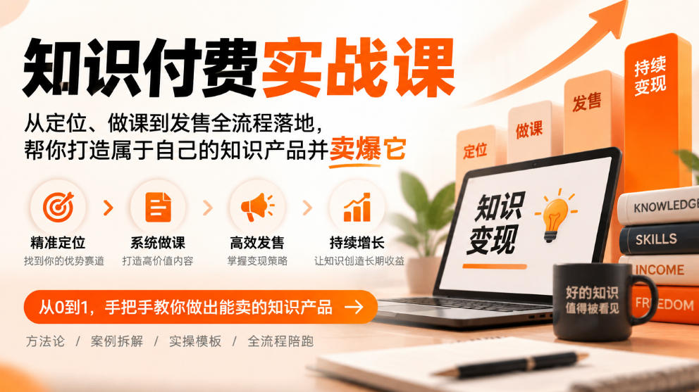 知识付费实战课：从定位、做课到发售全流程落地，帮你打造属于自己的知识产品并卖爆它-悟思笔记，一个低调的学习营。