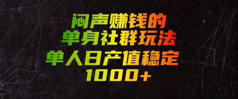 闷声賺钱的单身社群玩法，单人日产值稳定1000+【揭秘】-悟思笔记，一个低调的学习营。