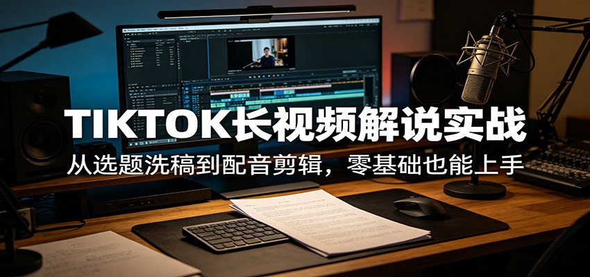 TIKTOK长视频解说实战：从选题洗稿到配音剪辑，零基础也能上手-悟思笔记，一个低调的学习营。