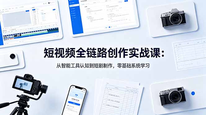 短视频全链路创作实战课：从智能工具认知到短剧制作，零基础系统学习-悟思笔记，一个低调的学习营。