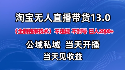淘宝无人直播13.0，公域私域技术，不封号，不违规布局下半年旺季赛道，日入1K+(独家技术)【揭秘】-悟思笔记，一个低调的学习营。