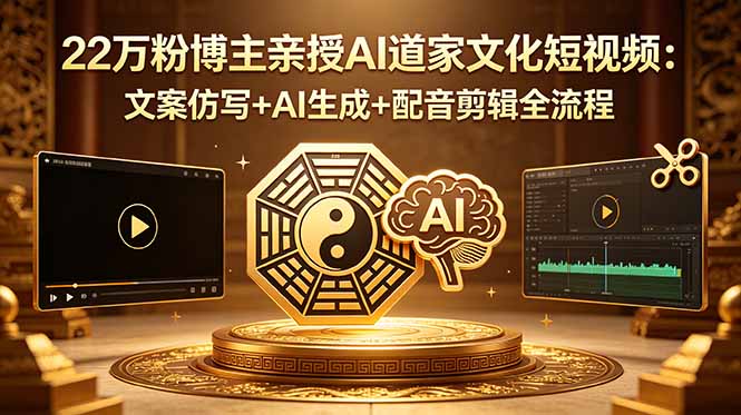 22万粉博主亲授AI道家文化短视频：文案仿写+AI生成+配音剪辑全流程-悟思笔记，一个低调的学习营。