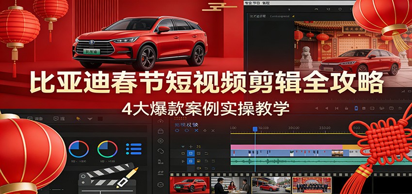 比亚迪春节短视频剪辑全攻略，4大爆款案例实操教学-悟思笔记，一个低调的学习营。