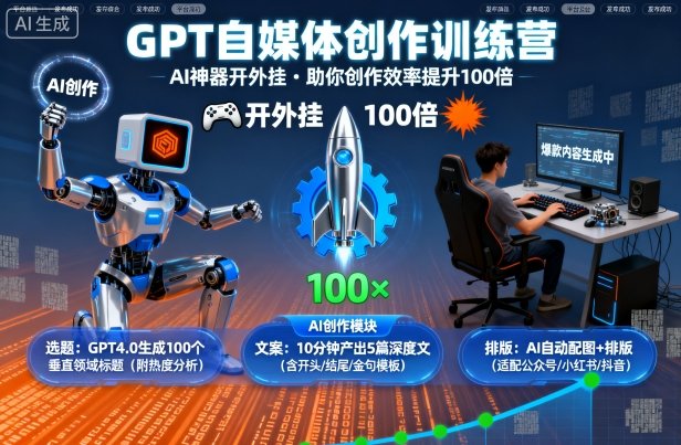 GPT自媒体创作训练营：AI神器开外挂，助你创作效率提升100倍-悟思笔记，一个低调的学习营。