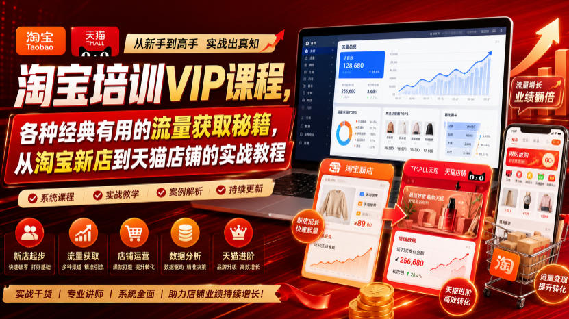 淘宝培训VIP课程，各种经典有用的流量获取秘籍，从淘宝新店到天猫店铺的实战教程(更新08月20日)-悟思笔记，一个低调的学习营。