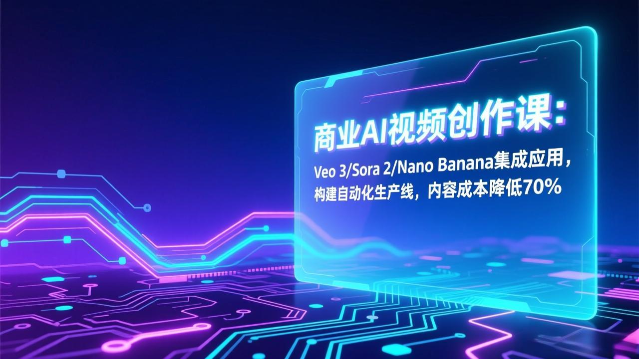 商业AI视频创作课：Veo 3/Sora 2/Nano Banana集成应用，构建自动化生产线，内容成本降低70%-悟思笔记，一个低调的学习营。
