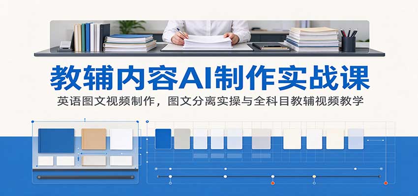 AI制作教辅内容实战课：英语图文视频制作，图文分离实操与全科目教辅视频教学-悟思笔记，一个低调的学习营。