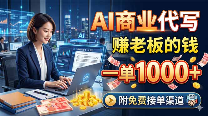 AI商业代写，赚老板的钱，一单1000+，附免费接单渠道-悟思笔记，一个低调的学习营。