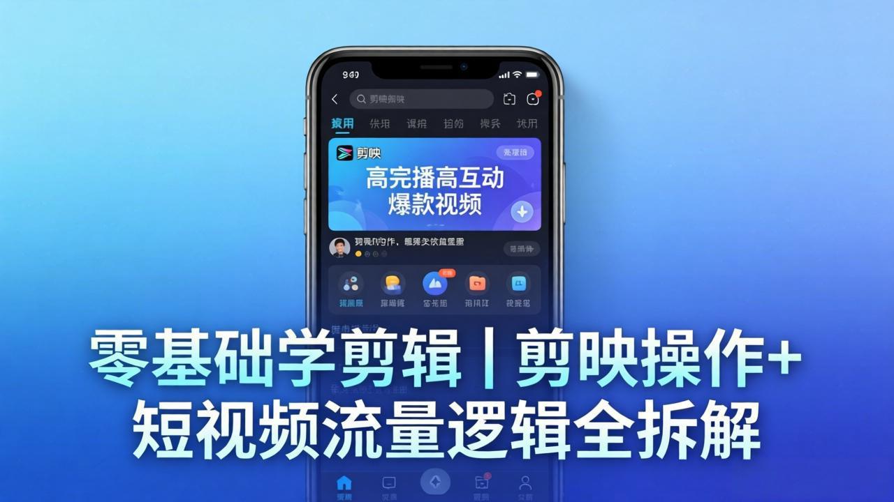 【零基础学剪辑】剪映操作+短视频流量逻辑全拆解｜手把手教你剪出高完播高互动爆款视频-悟思笔记，一个低调的学习营。