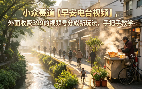 小众赛道【早安电台视频】，外面收费399的视频号分成新玩法，手把手教学-悟思笔记，一个低调的学习营。