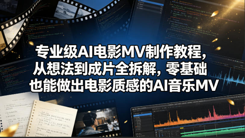 专业级AI电影MV制作教程，从想法到成片全拆解，零基础也能做出电影质感的AI音乐MV-悟思笔记，一个低调的学习营。