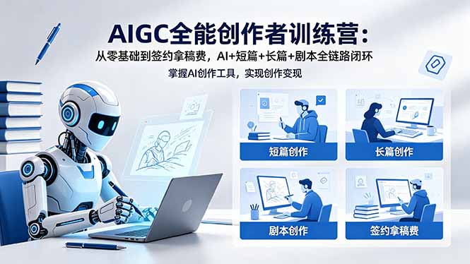 AIGC全能创作者训练营：从零基础到签约拿稿费，AI+短篇+长篇+剧本全链路闭环-悟思笔记，一个低调的学习营。