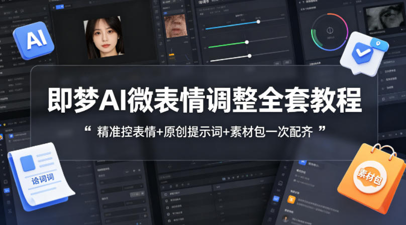 即梦AI微表情调整全套教程，精准控表情+原创提示词+素材包一次配齐-悟思笔记，一个低调的学习营。