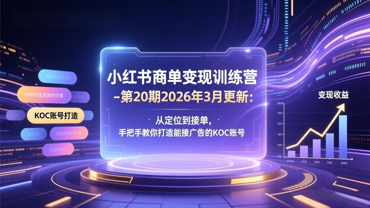 小红书商单变现训练营-第20期26年3月更新：从定位到接单，手把手教你打造能接广告的KOC账号-悟思笔记，一个低调的学习营。