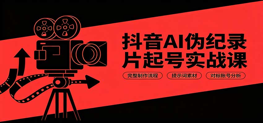 抖音AI伪纪录片起号实战课：完整制作流程，提示词素材，对标账号分析-悟思笔记，一个低调的学习营。