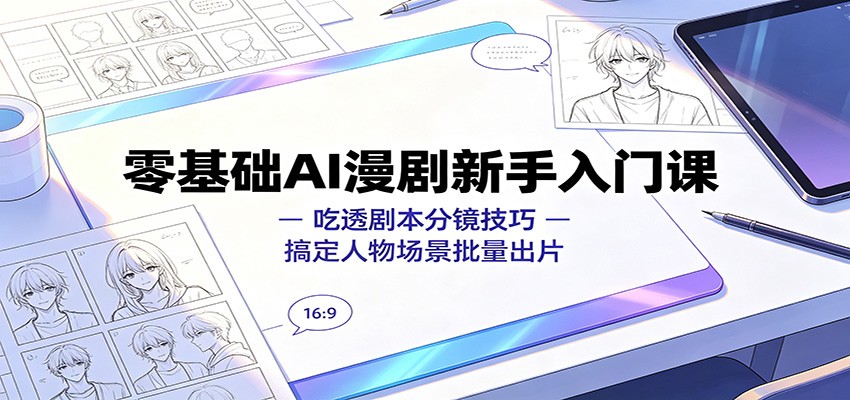 零基础AI漫剧新手入门课：吃透剧本分镜技巧，搞定人物场景批量出片-悟思笔记，一个低调的学习营。