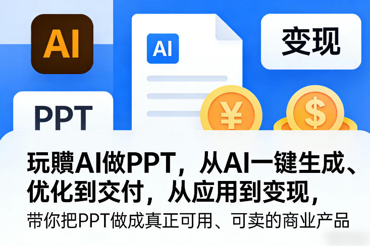 玩賺AI做PPT，从AI一键生成、优化到交付，从应用到变现，带你把PPT做成真正可用、可卖的商业产品(更新0904)-悟思笔记，一个低调的学习营。