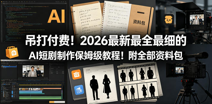 吊打付费！2026最新最全最细的AI短剧制作保姆级教程！附全部资料包-悟思笔记，一个低调的学习营。