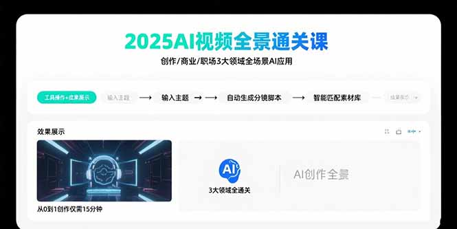 2025AI视频全景通关课：涵盖创作/商业/职场3大领域  掌握AI全场景应用-悟思笔记，一个低调的学习营。
