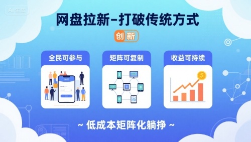网盘拉新-打破传统方式，低成本矩阵化躺挣，全民可参与、矩阵可复制、收益可持续【揭秘】-悟思笔记，一个低调的学习营。