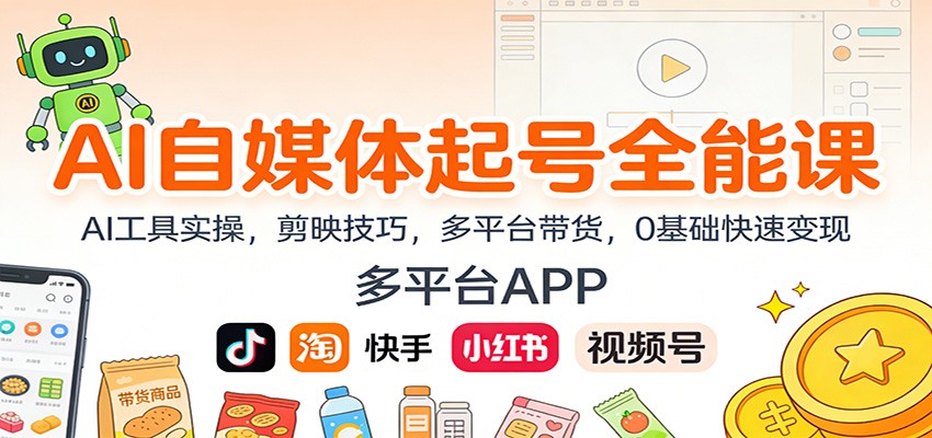 AI自媒体起号全能课：AI工具实操，剪映技巧，多平台带货，0基础快速变现-悟思笔记，一个低调的学习营。