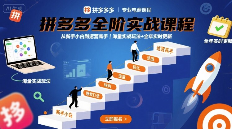 拼多多全阶实战课程，从新手小白到运营高手，海量实战玩法+全年实时更新【2025年10月更新】-悟思笔记，一个低调的学习营。