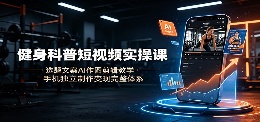 健身科普短视频实操课：选题文案AI作图剪辑教学，手机独立制作变现完整体系-悟思笔记，一个低调的学习营。