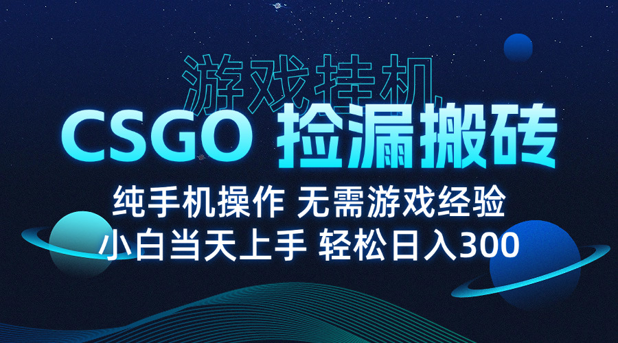 8月最新游戏搬砖，CSGO纯挂机，不需要玩游戏，实现真挂机，月入1W+-悟思笔记，一个低调的学习营。