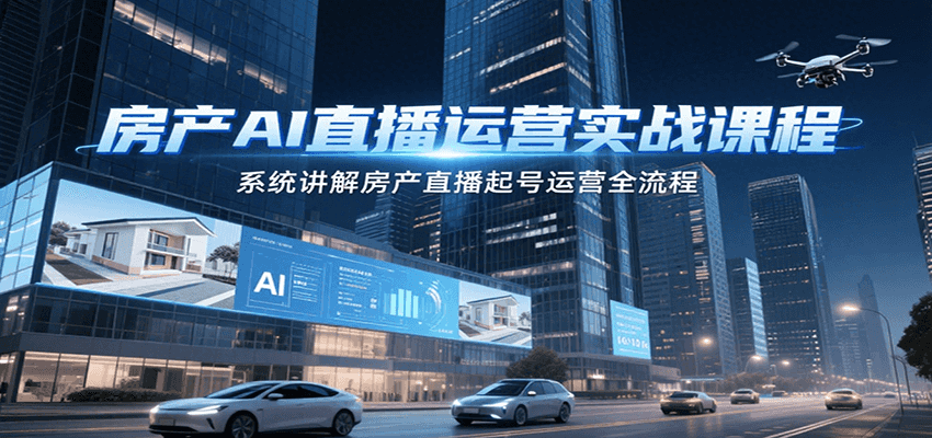 房产AI直播运营实战课程，系统讲解房产直播起号运营全流程-悟思笔记，一个低调的学习营。