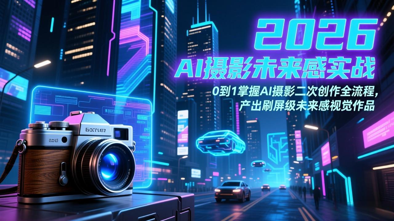 2026 AI摄影未来感实战：0到1掌握AI摄影二次创作全流程，产出刷屏级未来感视觉作品-悟思笔记，一个低调的学习营。