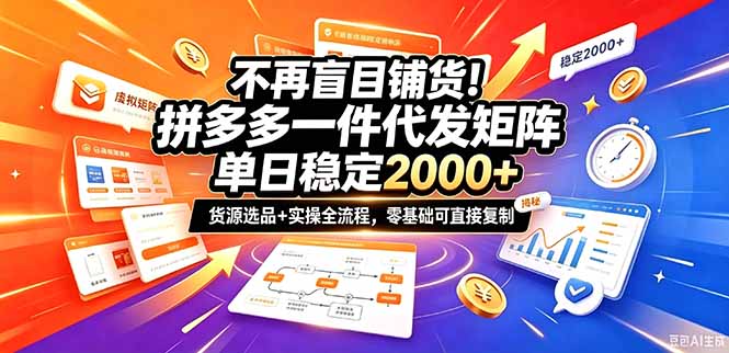 不再盲目铺货！拼多多一件代发矩阵落地攻略，提供优质货源店铺运营全流程，零基础可直接复制-悟思笔记，一个低调的学习营。