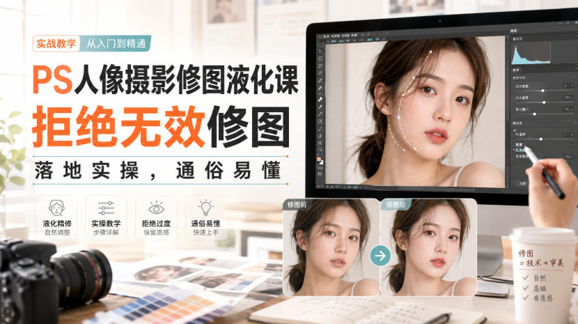 PS人像摄影修图液化课，拒绝无效修图，落地实操，通俗易懂-悟思笔记，一个低调的学习营。
