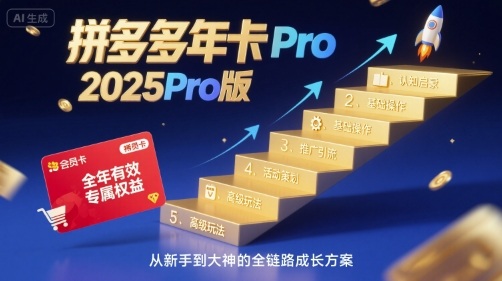 拼多多年卡2025Pro版，五大板块从认知到基础、从推广到活动、从活动到玩法-悟思笔记，一个低调的学习营。