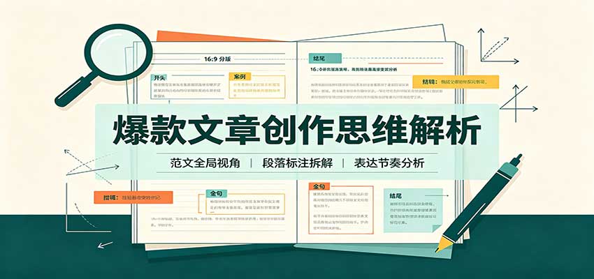 爆款文章创作思维解析：全局视角拆解范文，梳理行文逻辑，搭配真实拆文实操案例-悟思笔记，一个低调的学习营。