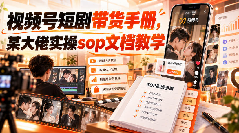 视频号短剧带货手册，某大佬实操sop文档教学-悟思笔记，一个低调的学习营。