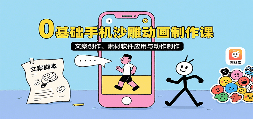 0基础手机沙雕动画制作课，文案创作、素材软件应用与动作制作-悟思笔记，一个低调的学习营。