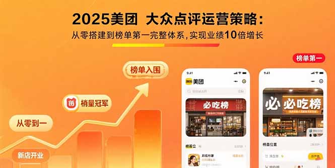 2025美团 大众点评运营策略:从零搭建到榜单第一完整体系,实现业绩10倍增长-悟思笔记，一个低调的学习营。